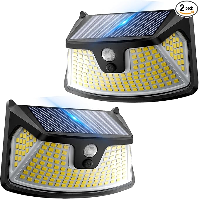 BUCASA 152LED Solar Motion Light Outdoor 850LM Super Bright 3-Mode Motion Sensor Lights Outdoor IP65 Waterproof 270° Wide Security Light Solar Powered Flood Lamp for Garden Wall Fence Garage（2 Pack）