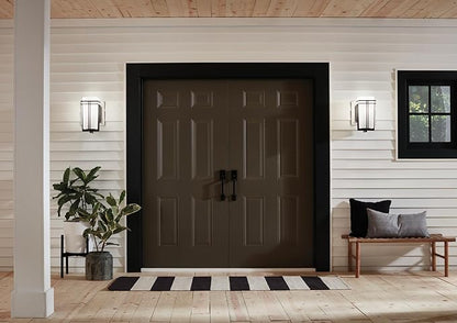 Kichler Tremillo 14.25" Outdoor Wall Lightin Black, 1-Light Exterior Wall Sconce Porch Light with Satin Etched Cased Opal Glass, (14.25" H x 7" W), 49201BK