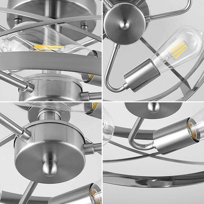 Modern 3-Light Semi-Flush Mount Ceiling Light 13 Inches Round Lighting Fixtures for Kitchen Island Dining Room Bedroom Farmhouse Foyer Hallway Front Door, Brushed Nickel Finish