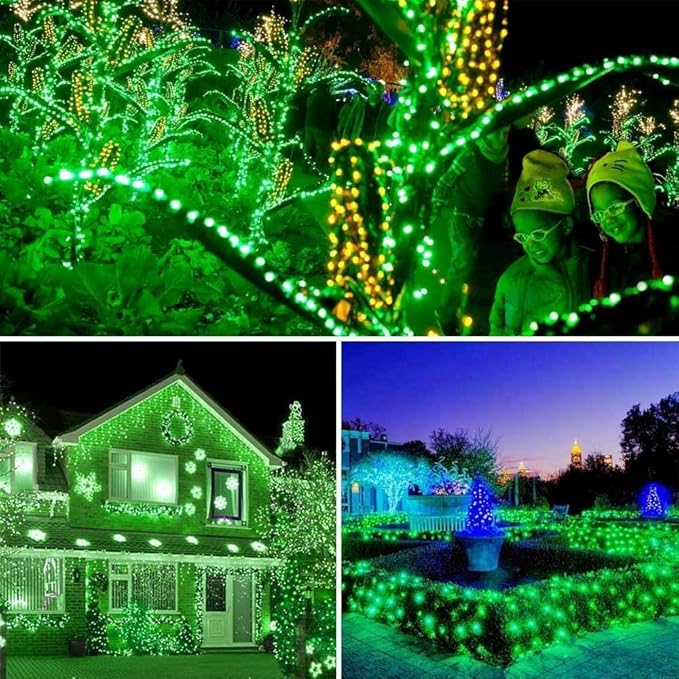 Joomer Green Solar String Lights, 39FT 100LED Solar Powered Outdoor Fairy Lights, Waterproof 8 Modes Twinkle String Light for Garden Patio Yard Tree Wedding Christmas Decor