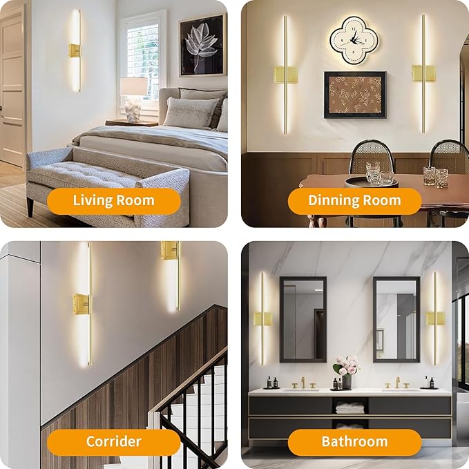 Wall Sconces Set of 2 Battery Operated, 8000mAh USB Rechargeable Wall Sconce with Remote Control, 360°Rotate Dimmable 3000K-6000K LED Dimmable Picture Lamp for Living Room, Bedroom, Hallway (32inch)