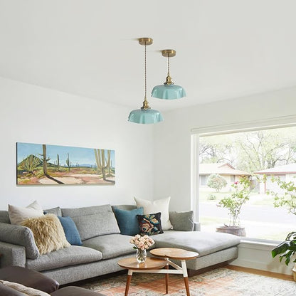 Mid Century Pendant Light,E26 Base Gold Pendant Lights Kitchen Island Ceiling Lamp Suitable for Kitchen Dining Room Bedroom Outdoor,Color Green