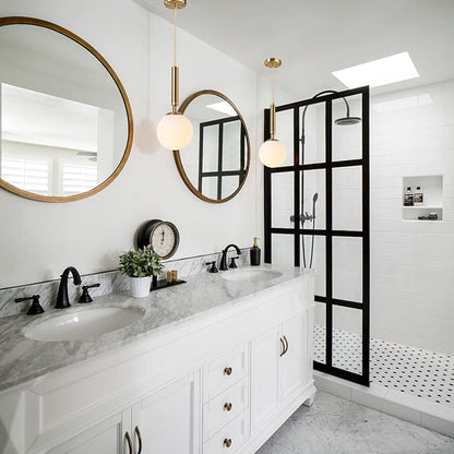 KCO Lighting Modern Globe Pendant Lights Kitchen Island Lighting White and Gold Pendant Light Single Pendant Lighting Frosted Glass Hanging Light Brass Vintage Ceiling Light Fixture