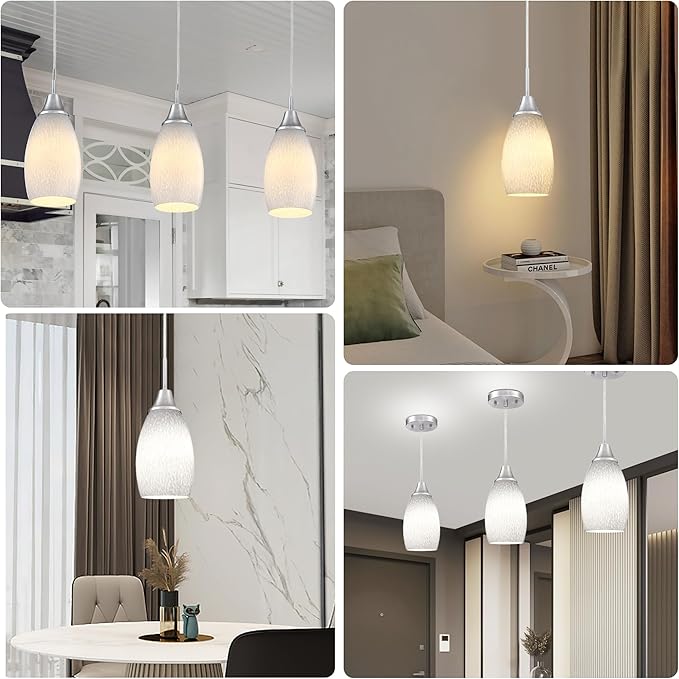 Viinew Mini Glass Pendant Light 4.72" with Handblown Milk White Marble Art Glass Hanging Light 1-Pack Oval Ceiling Hanging Light Fixture for Dining Room Kitchen Island Cafe Foyer Hallway
