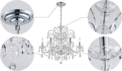Saint Mossi 6-Lights Crystal Chandelier Crystals Raindrop Chandelier,Modern Crystal Pendant Light Fixture Modern Chandelier for Bedroom,Living Room,Dining Room,H22 X D24,Chain Adjustable