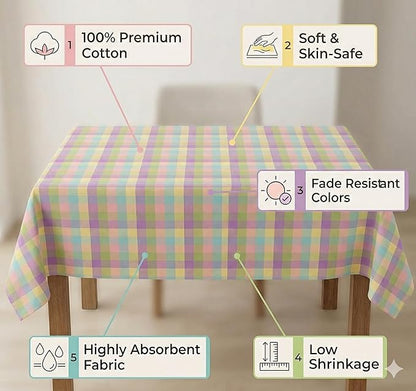 Urban Villa Easter Tablecloth Buffalo Check Table Cloth Tabletop Cover Kitchen Dining Tablecloth 100% Cotton Great Parties Wedding Holiday Dinner Easter Rectangle 60X102 Inches 8-10 Seats Table Cloth