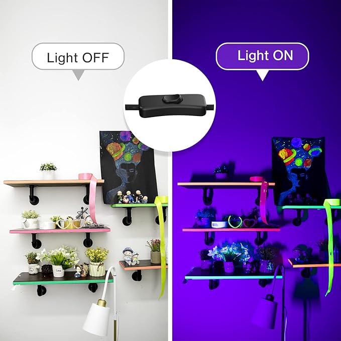 2PCS 40W LED Black Light Bar, Black Lights for Glow Party, Blacklight with Plug &Switch, Each Light Up 484 Sq.ft Area, Halloween Glow Light, Fluorescent Body Paint, Stage Lighting, Bedroom