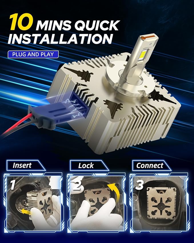AUTOONE D5S Bulb, 60000LM LED Bulb, 3 Min Quick Install, 20 Years Lifespan, No Flicker