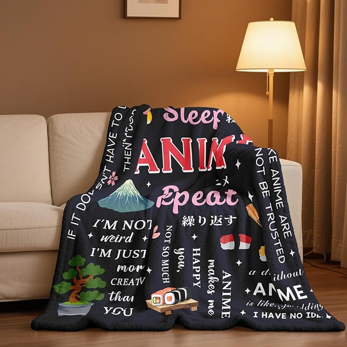 Anime Gifts for Men/Girls/Boys/Women/Him/Her, Kawaii Anime Blanket 60"X50", Unique Christmas/Valentines Day/Graduation Birthday Gifts for Animes Lovers/Fans, Animes Room Decor/Stuff