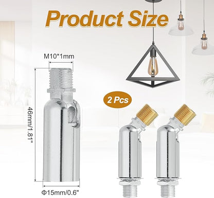MECCANIXITY Sloped Ceiling Adapter, 180 Degree 46x15mm M10 Fine Thread Sloped Ceiling Light Fixture Adapter Kit for Ceiling Pendant Light Chandelier Track Suspend(Silver, Pack of 2)