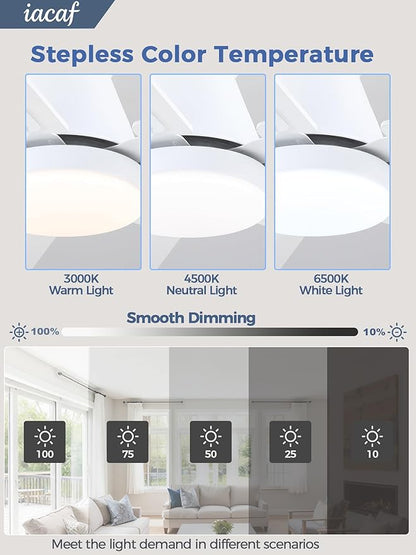 Ceiling Fans with Lights, 52 Inch Ceiling Fan with Light and Remote/APP, Low Profile Ceiling Fan with Light, DC Reversible, 6 Speed Noiseless LED Ceiling Fan, White Small Ceiling Fan for Bedroom