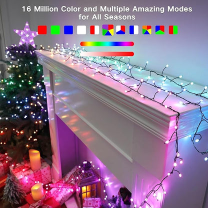 Brizled Smart Cluster Christmas Lights, 19.68FT 200 LED WiFi Cluster Fairy Lights, App Controlled RGB Color Changing Christmas Lights Works with Alexa Google Home for Holiday Xmas Party Indoor Outdoor