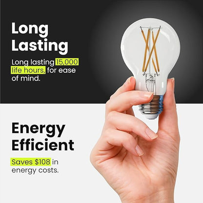 Feit Electric LED Clear A19 Medium Base Light Bulb - 60W Equivalent - 15 Year Life - 810 Lumen - 2700K Soft White - Dimmable (Pack of 48)