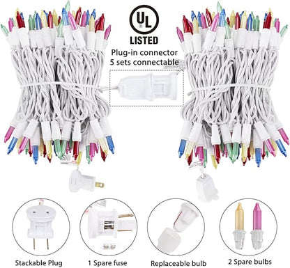 Easter Decorations Mini String Lights - 26.5 feet 100 Count Mini Light Set on White Wire Plug in End to End Connectable for Indoor Outdoor Party Yard Garden Patio Home Easter Decor, Multicolored
