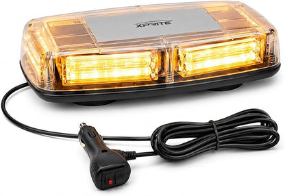 Xprite Amber COB LED Rooftop Strobe Beacon Light, 12V Magnetic Base Warning Caution Light with 19 Flash Patterns for Trucks, Snowplows, Construction Vehicles, Tractors, Golf Carts