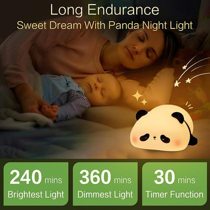 YR YRHH-PET Panda Cute Night Light, Squishy Panda Kids Lamp, Rechargeable Dimmable Animal Light Decor, Pandas Gifts, College White Elephant Gift, LED Touch Nightlight for Baby Boy Girl, Safe Silicone