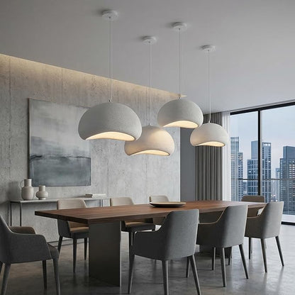JAYMP 60cm Wabi Sabi Pendant Light for Dining Room Kitchen Island Hallway Restaurant Modern Hanging Lamp E26 Base Japanese Style Bird Nest Shape Lighting Fixture (Matte White,B Shape, 60cm/23.6in)