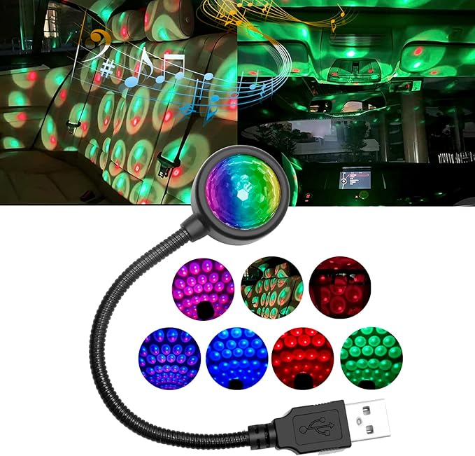 USB Projector Night Light,4 Colors & 9 Functional Modes Car Roof Lights,Flexible Adjustable Interior Starlight Lamps, Portable LED Atmosphere Lights for Auto Decor,Bedroom,Ceiling, Party