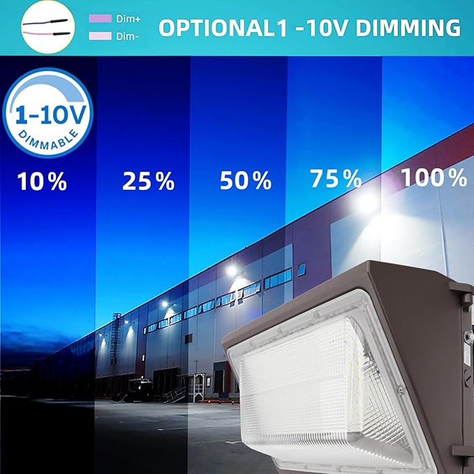 1-10V Dimmable 80W LED Wall Pack Light with Dusk to Dawn Photocell, 100-277V 11200LM 600-800W HPS/HID Equiv., 5000K Outdoor Security Lighting, ETL Commercial Wall Mount Lights for Building