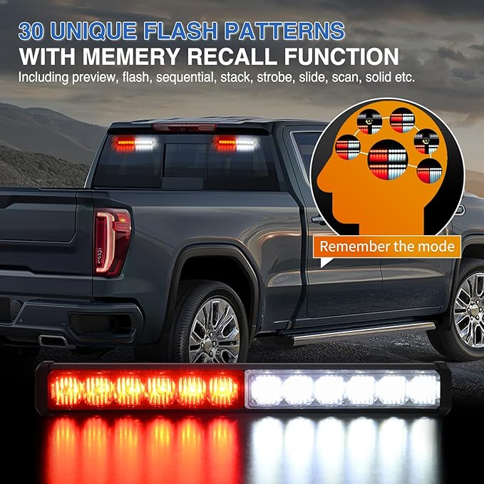 Nilight 24LED Emergency Strobe Traffic Advisor Light Bar 2 in 1 Red White Dash Warning Safety Flashing Lights Front/Rear Windshield Construction Lights for Trucks Cars Plow Police Firefighter Vehicles