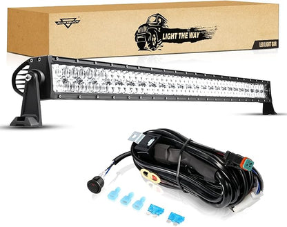Auxbeam 52 Inch 300W LED Light Bar - Off-Road Driving Lights Spot Flood Combo Led Work Light 5D Lens with Wiring Harness for Car Jeep Truck Pickup SUV UTV - Perfect for Extreme Outdoor Enthusiasts!