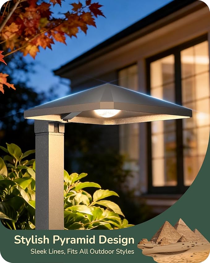 EDISHINE Low Voltage Landscape Lighting, Landscape Path Lights with Pyramid Exterior, Aluminum, 3000K & 50000Hrs, Outdoor Pathway Lights Wired for Garden, Yard, Driveway, 10 Pack