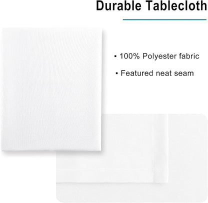 Hiasan White Rectangle Tablecloth - Waterproof Spillproof and Wrinkle Resistant Washable Polyester Table Cloth for Dining Party, 80 x 80 inch
