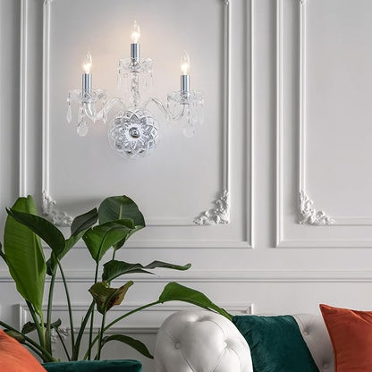 WUZUPS 3-Light Candle Vanity Wall Sconces Light Fixture for Bedroom Living Room Bathroom, E12 Base, Chrome