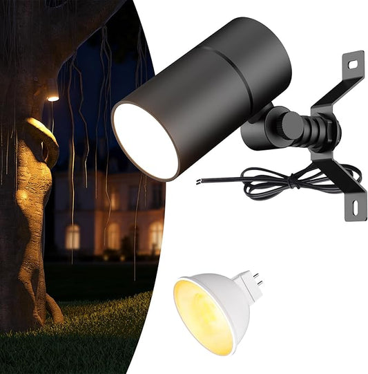 Low Voltage Down Light Spot Light Tree Light, Replaceable 5W MR16 LED Bulb, 12V Outdoor Uplighting Spotlight for House Wall Fence Garden Yard Patio 1-Pack