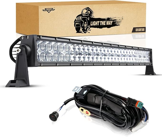 Auxbeam 32" LED Light Bar 180W Off Road Driving Lights LED Work Light Spot Flood Fog Lamp 5D Lens with Wiring Harness for Car, Truck, Offroad Vehicle, ATV, UTV, Pickup