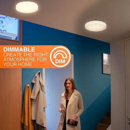 Sylvania 11" Frameless Round LED Ceiling Light, 24W, 5 Color Temperature Selectable (2700/3000 / 3500/4000 / 5000K), Dimmable, 1800 LMS, with Mounting Accessories - 1 Pack (67083)