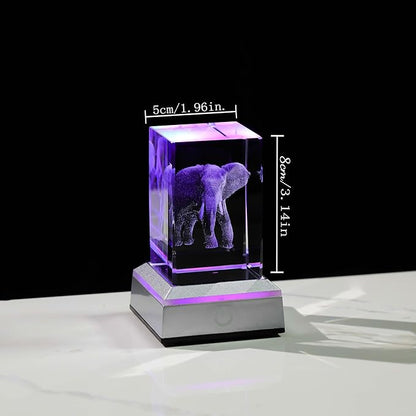 3D Crystal Elephant Gifts - Crystal Figurines for Women & Men - Home Office Decor & Night Light