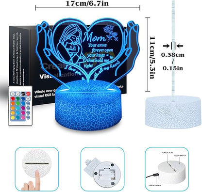 3D Illusion Night Light Gifts for Mom,16 Color Change Decor Bedside Lamp with Remote and Smart Touch, Gifts for Mom for Mothers Day,Xmas