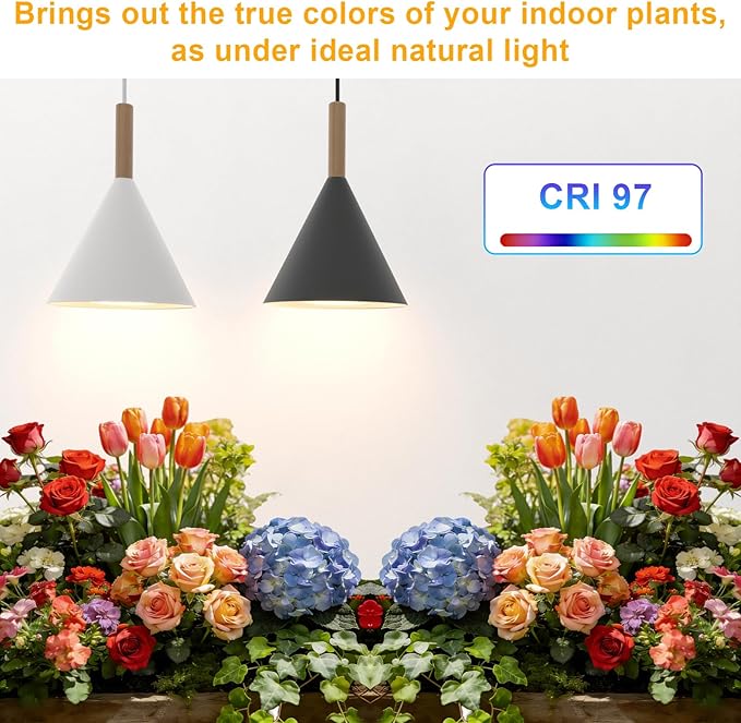 Hanging Grow Light with Timer, 20W Full Spectrum Plant Lamp for Indoor Plants, 14.5 ft Power Cord, Adjustable Height, Wall-Mounted Growing Light for Large Tall Plants, Succulents and Flowers (White)
