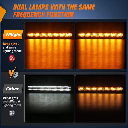 Nilight 20Inch 420W LED Light Bar Spot Flood Amber White Strobe 6 Modes with Memory Function Off-Road Truck Car ATV SUV Cabin Boat with 16AWG Wiring Harness Kit-1 Lead