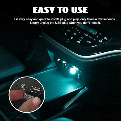 NTNEV 4PCS USB LED Car Interior Atmosphere Lamp, Mini Led USB Lights for Car Decoration, Ambient Lighting Kit, Plug-in USB Interface, Universal Car Interior Accessories (Ice Blue)