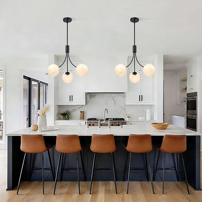 Bubble Chandelier, Modern Glass Black Sputnik Chandelier 3-Light Ceiling Light Fixture Shades Stylish Bright Lighting for Dining Room Kitchen Bedroom Living Room Foyer Home Decor