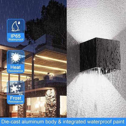 Juyace 20W 6000K LED Sconce Wall Up and Down Exterior Lighting hardwire No photocells Light Fixtures with Angle-Adjustable Square 4.7" IP65 Waterproof for Porch Patio 2 Pack