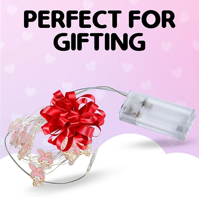 Silver Buffalo Sanrio Hello Kitty and Friends My Melody 20ct Decorative String Lights, 7 Feet Long, Battery Powered (2 AA Batteries Included), Cool White LED, Indoor Use Only