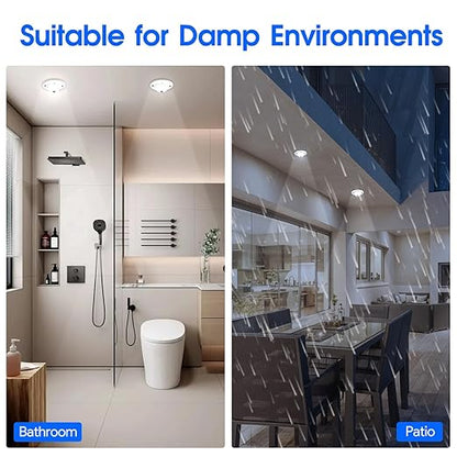 Energetic 4.7 Inch Motion Sensor Closet Ceiling Lights, LED Under Cabinet Lights Wired, Flush Mount Ceiling Lighting Fixtures for Bedroom, Kitchen, Hallway, Wet Location, 120V, 4000K, White, 2 Pack