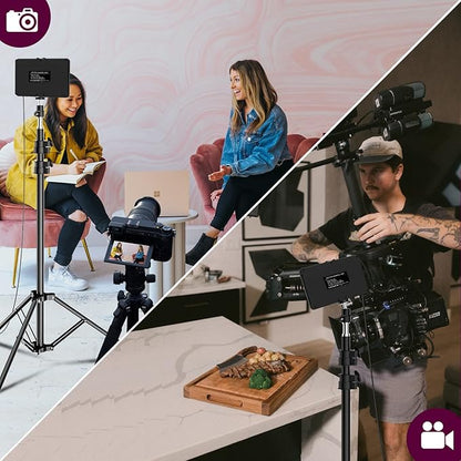 Photography Lighting Kit Dimmable 5600K USB Led Video Studio Streaming Lights with Adjustable Tripod Stand and Color Filters for Table Top/Photo Video Shooting