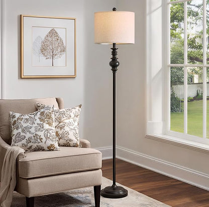 BOBOMOMO 64.25" Farmhouse Floor Lamp for Living Room, Tall Antique Black Standing Lamp with Rotary Switch, Mid-Century Modern Reading Lamp for Bedroom & Office, Minimalist Home Decor Corner Lamp