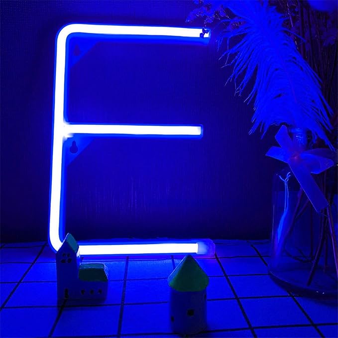 LED Blue Neon Letter Light 26 Alphabet Night Lamp A-Z Neon Signs Wall Decor Lights Battery and USB Operated for Bar Wall Home Birthday Christmas Festival Wedding Party