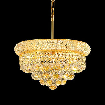 Crystal Chandeliers for Dining Room Light Fixture Over Table, Empire Style K9 Crystal Chandeliers for Bedroom, 4 Lights Gold Luxury Lighting Fixtures for Entryway Kitchen Island Foyer D15 Inch