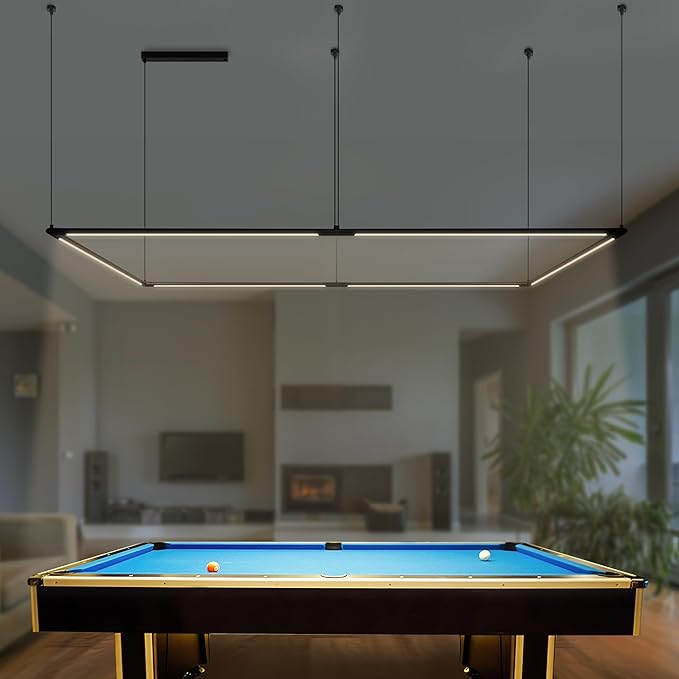 Solvita Professional LED Billiard & Pool Table Lights, Non-Flickering & Evenly Distributed Light Source, Adjustable Height & 360° Rotatable Light Angle - Cool White 4000K (49.6 x 98.5 inch)