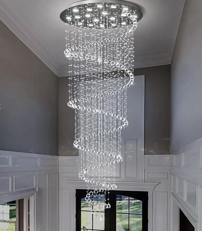 HAIXIANG W40 x H118in Chandelier with LED Bulbs Glam Crystal Light Hight Ceiling Lighting Fixtures for Living Staircase Foyer Entryway