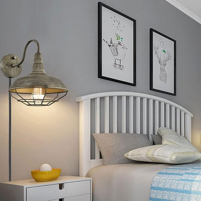 HOLKIRT Wall Sconce with Plug in Cord and On Off Switch,Retro Gooseneck Wall Light Fixtures for Bedroom Nightstand