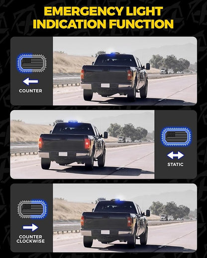 Xprite Blue Rooftop Emergency Strobe Light Bar, US Flag Beacon Safety Flashing Police Lights w/Control Panel Magnetic Base for Police Law Enforcement POV Vehicles Trucks