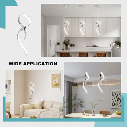 Modern Pendant Light Fixture,4500K LED Pendant Lights Kitchen Island Lighting, Adjustable Height Hanging Light for Kitchen Sink Dining Room Bedroom,1 Pack (Chrome)