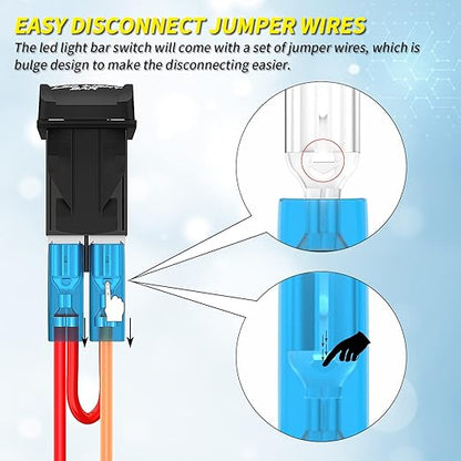 LED Light Bar Switch ON/Off 5 Pin Laser Marine Rocker Switch Waterproof 12V 20A 24V 10A Blue LED Light Bar Toggle Switch with Jumper Wires for Car Boat ATV UTV RZR